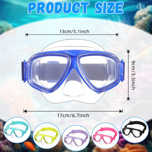 Swimming Goggles with Nose Cover, 6-Pack, Wide-View Lens and Adjustable Strap