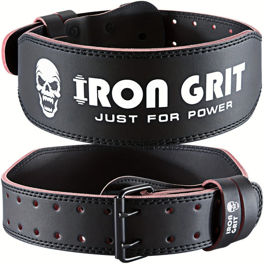 Weightlifting Belt in Black Cowhide Leather for Squats and Deadlifts, M or L