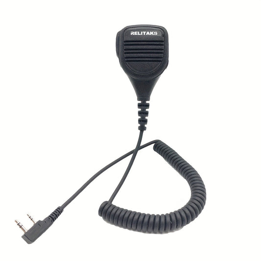 Two-Way Radio Speaker Mic, RELITAKS K-Head 2-Pin with Coiled Cord