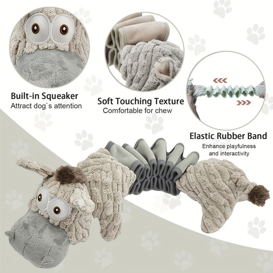 Plush Dog Toy with Donkey Design, Stretch Body and Textured Surface