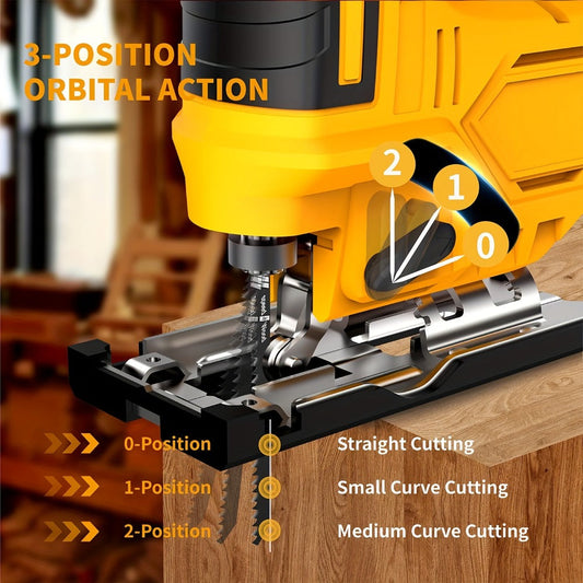 Cordless Jigsaw with LED Light, 0°–45° Bevel and 3 Orbital Settings, Tool Only