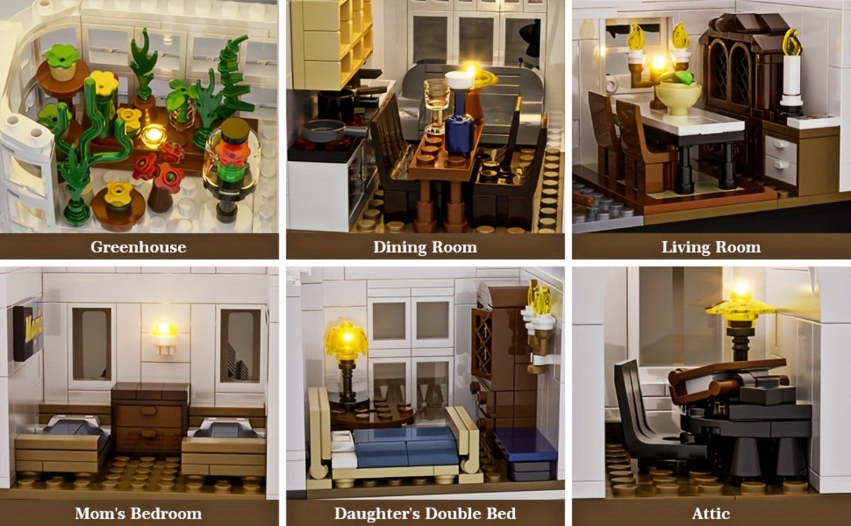1877-Piece Victorian-Style House Building Block Set