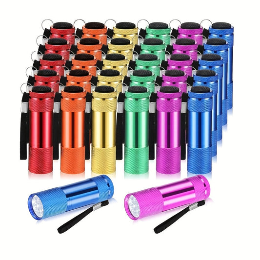Mini LED Flashlights, 32-Pack Aluminum Alloy Set with Lanyards, AA Battery Powered