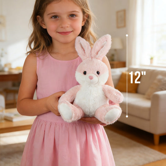 Light-Up Bunny Plush Stuffed Animal, 8- or 12-Inch Kawaii Rabbit