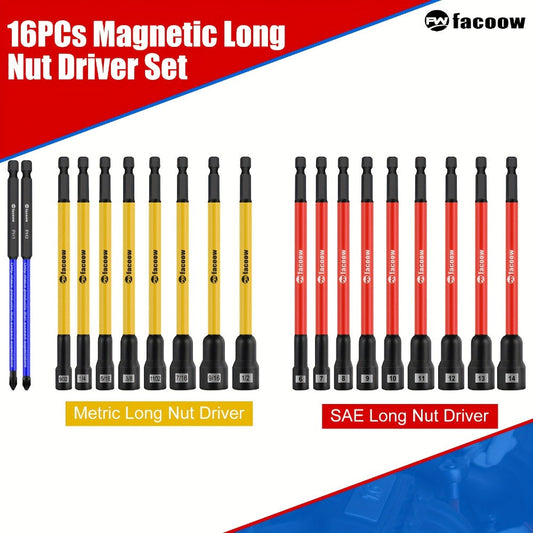 Magnetic Nut Driver Set, 19-Piece SAE & Metric with 1/4-Inch Hex Shank