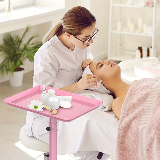 Salon Rolling Tray Cart with 30–42 in Adjustable Height and Removable Tray