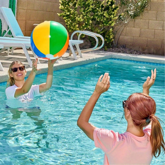 Rainbow Beach Balls 4-Pack, 20-Inch Inflatable Pool & Party Set