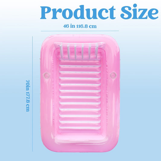 Inflatable Tanning Pool Float in Pink and White with Pillow