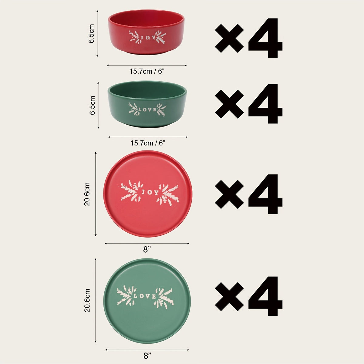 Ceramic Dinnerware Set for 4 – Porcelain Plates Bowls Cups Matte Finish Dishwasher Microwave Oven Safe Stoneware Tableware Scratch Resistant for Restaurant Kitchen Wedding Anniversary Gift