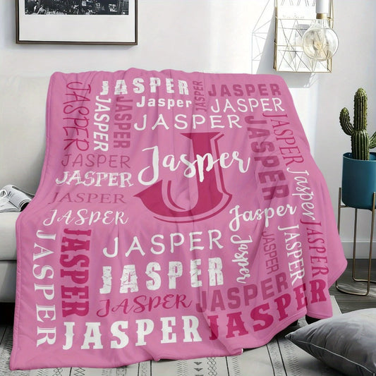 Personalized Flannel Blanket with Custom Name, 280 GSM Polyester Throw
