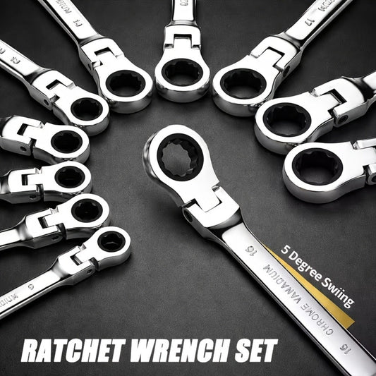Wrench Set, 10-Piece with 8 Hex Wrenches, Flare Wrench & 10 mm Ratchet Wrench