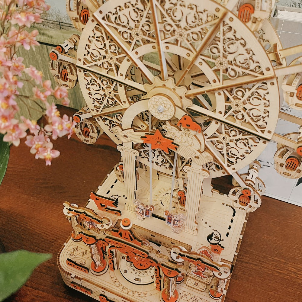 Ferris Wheel Wooden Music Box Kit, FW-1 DIY Mechanical Display Model