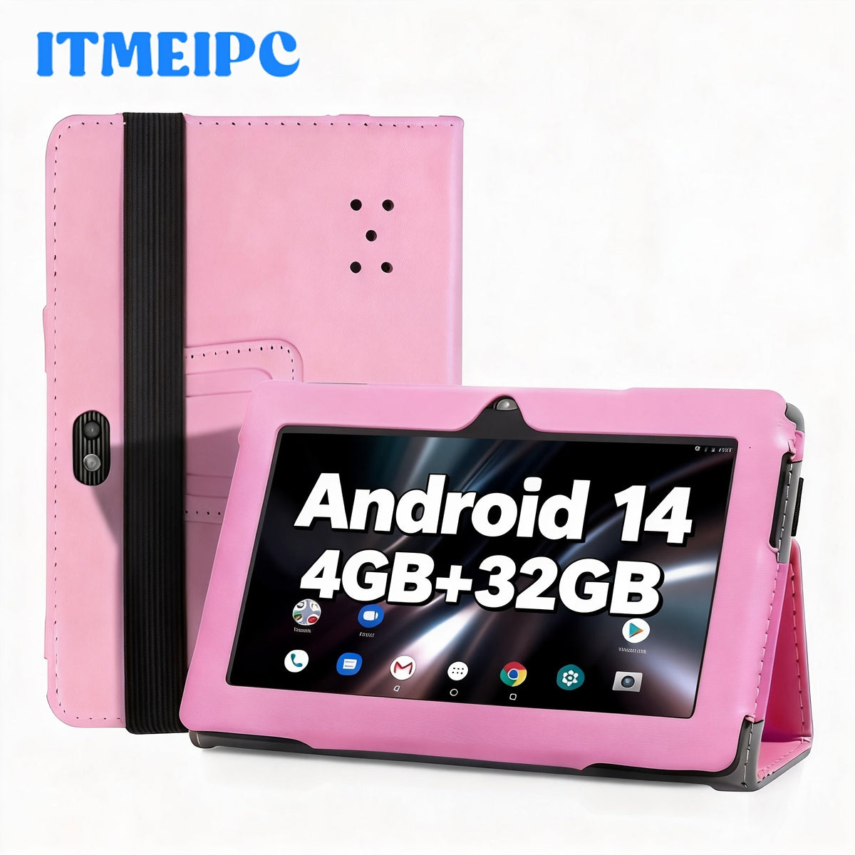 7 Inch Android 14 Tablet for Kids & Beginners – Quad-Core, 4GB RAM, 32GB ROM, HD IPS Display, Dual Camera, WiFi, USB-C, Built-in Case, Lightweight Portable Design, Perfect Gift for Children & Seniors