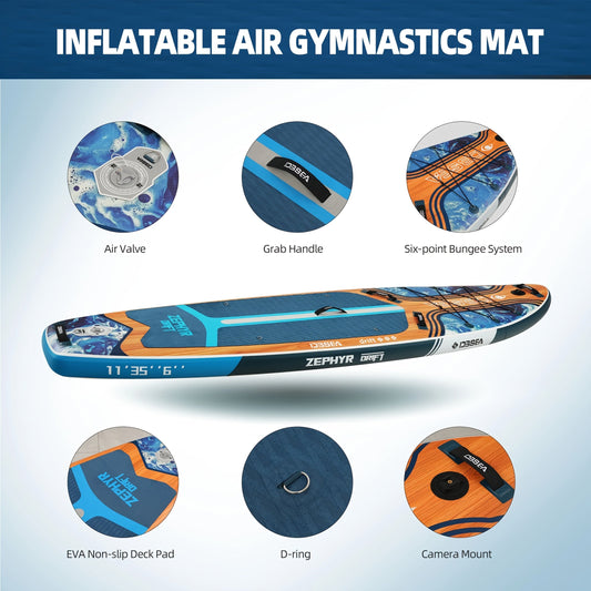 Inflatable Paddle Board, 11 ft x 35 in, with Paddle, Pump and Phone Pouch