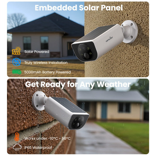 Solar Outdoor Security Camera by Wansview with 2K Video & Dual Night Vision