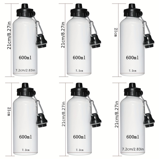 Aluminum Water Bottle Set of 6, 600ml White Matte Bottles for Outdoor Use