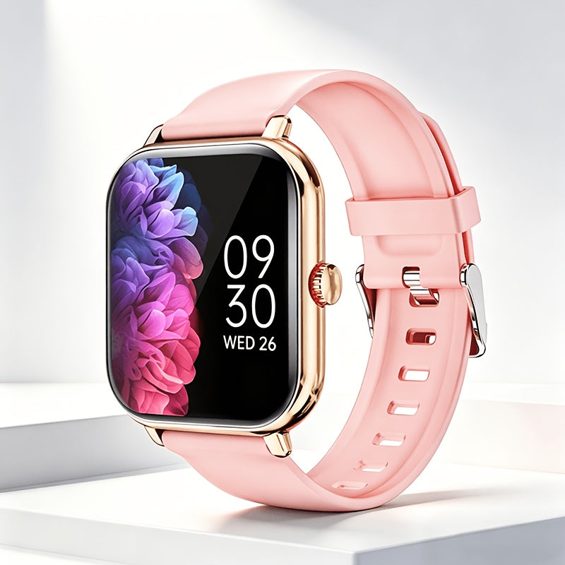 Smart Watch with Remote Photo Control & HD Voice Calling, Large Screen Unisex Smartwatch, Message Notifications, Multiple Sport Modes, Heart Rate Sleep Tracker, Compatible with iPhone & Android – Black Pink Silver Gold 5 Colors