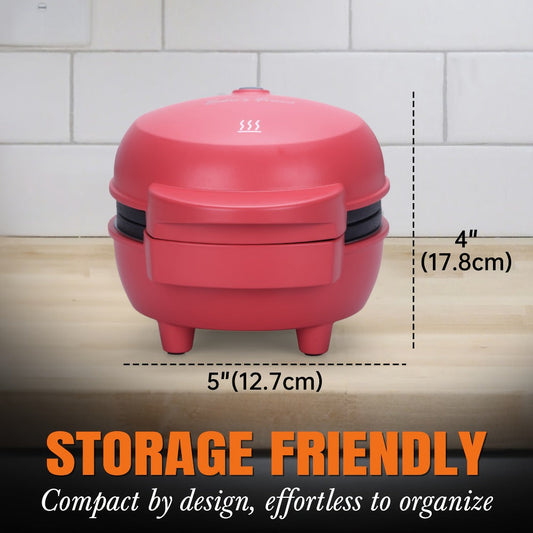 Mini Waffle Maker, 4-in-1 with Removable Nonstick Plates and Recipe Guide