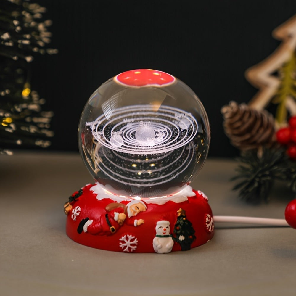 Starry Sky Crystal Ball Night Light – 3D Blue Galaxy Glass Sphere LED Desk Lamp, Creative Tabletop Decor Light for Bedroom, Unique Gift for Holiday Party Birthday (Blue Starry Sky)