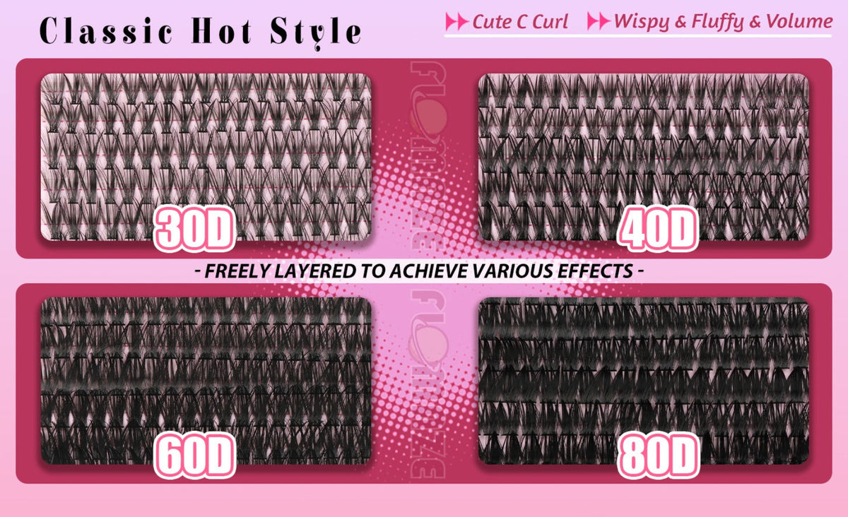 800Pcs Volume Lash Clusters Kit 30D 40D 60D 80D — Wispy DIY Eyelash Extensions with Bond Seal & Applicator, Mixed Length Fluffy Cluster Lashes for Prom Party Bridal Glam & Natural Look