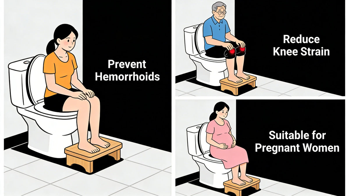 Toilet Stool Foldable Bamboo Squatting Stool – Ergonomic 7-Inch Height for Natural Constipation Relief | Collapsible Non-Slip Bathroom Footstool for Space Saving, Travel & Easy Storage