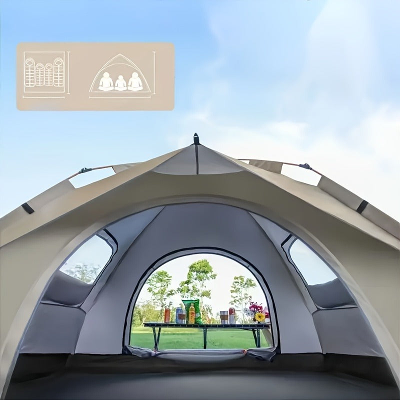 Instant Setup Camping Tent 2 Person 3-Second Auto Pop-Up Fiberglass Poles Oxford Cloth All-Season Zip Closure Hiking Travel Beach Tent Small Large Double Door
