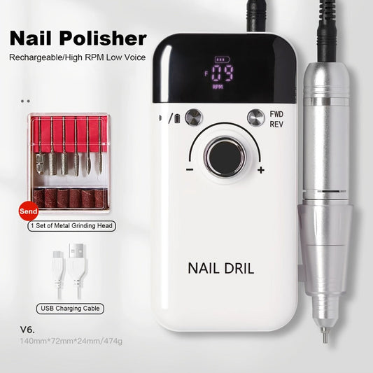 Electric Nail Drill, 45,000 RPM with Forward/Reverse Rotation and LCD