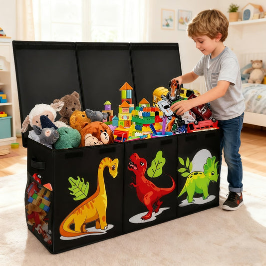 Kids Collapsible Storage Box with Flip-Top Lid, Unicorn or Dinosaur Design
