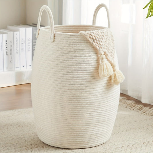 Foldable Laundry Hamper with Handles, 22-Inch Oval Bohemian Fabric Basket