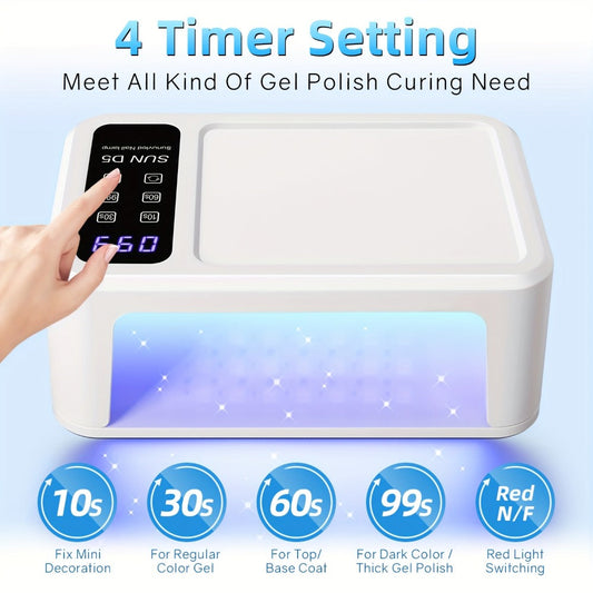 Dual-Hand LED Nail Lamp with Four Timers, Auto Sensor and Removable Base