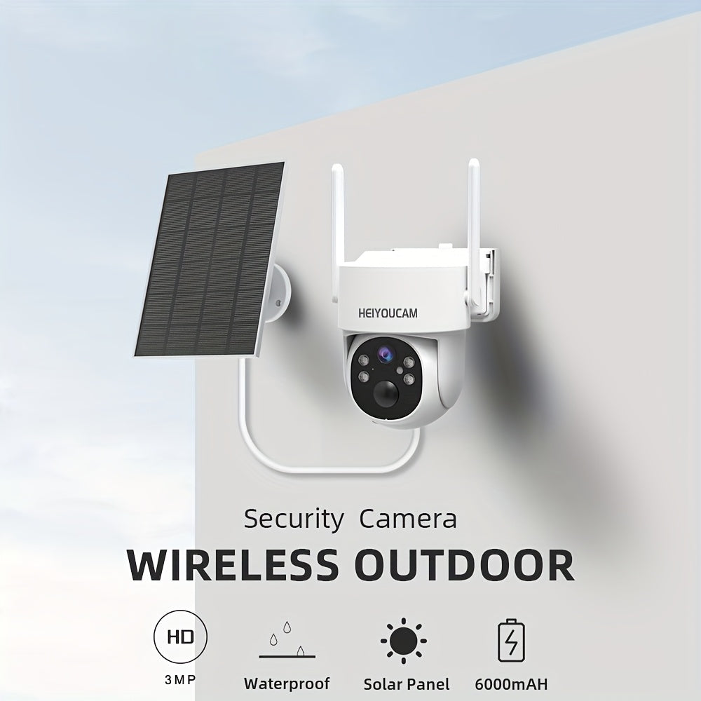 360° Solar PTZ Outdoor Security Camera 3MP, AI Human Auto-Tracking, Smart Siren Alarm, Spotlight Color Night Vision, Two-Way Audio, Weatherproof WiFi – Wire-Free Solar CCTV with Active Deterrent