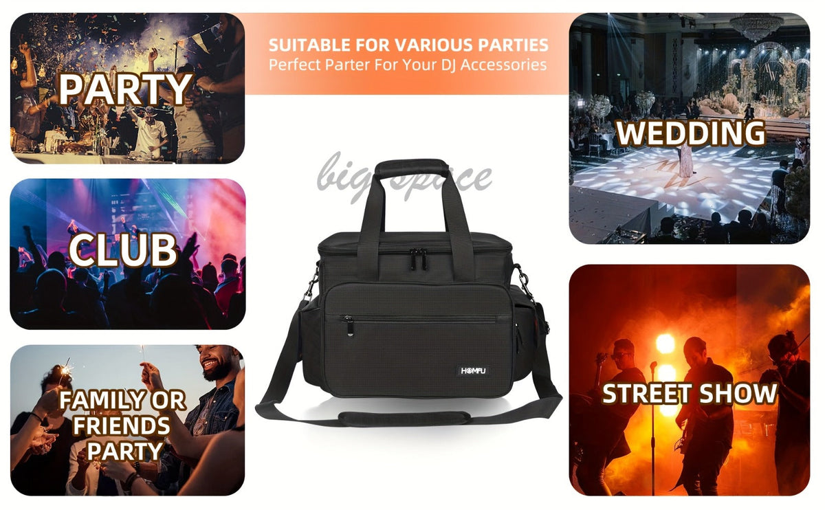DJ Gig Bag with Removable Dividers – Padded Controller Mixer Carrying Case | Modular Interior, Touring Studio Travel Ready, Black