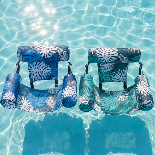Leaf-Pattern Inflatable Pool Float Chair with Mesh Sling in Three Styles