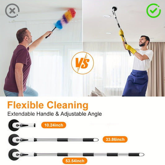 Electric Spin Scrubber with 9 Brush Heads, Adjustable Handle & LED Display
