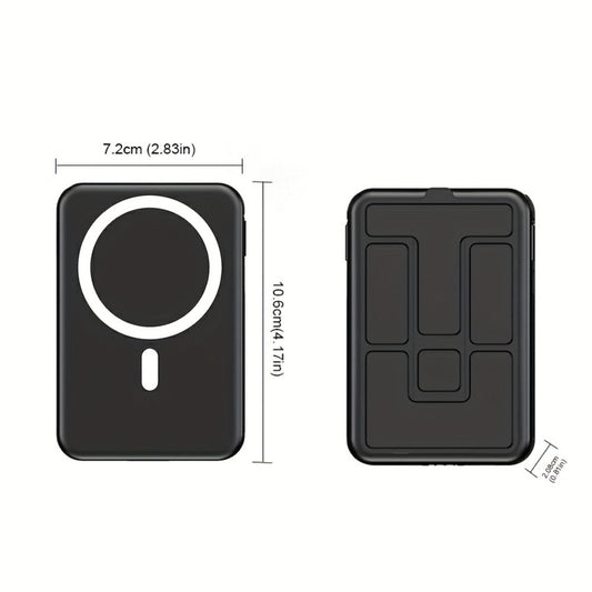 10000mAh Mini Power Bank with PD 22.5W Fast Charging, 15W Magnetic Wireless Charging, Built-in 2 Cables, Phone Stand & Digital Display – Slim Portable Charger for iPhone, Android, Travel, Airplane