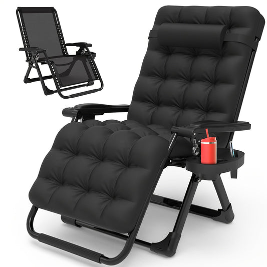Zero Gravity Chair, Folding Outdoor Recliner with 440 lb Capacity and 4-Inch Cushion