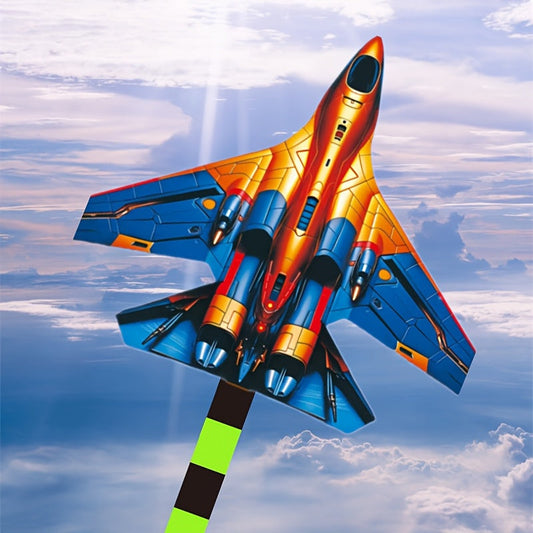 Large Fighter Plane Kite in Multicolor Polyester for Beach and Park Flying