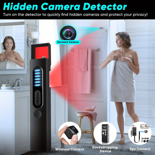 Hidden Camera & Bug Detector with Portable RF Scanning and USB Rechargeable Power