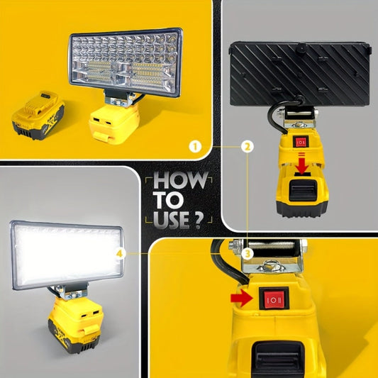 LED Work Light Compatible with DeWalt 20V Batteries, Adjustable Angle, Battery Not Included