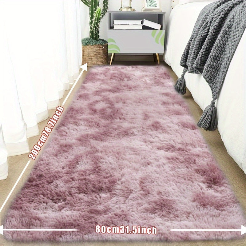 Tie-Dye Plush Fluffy Mat Absorbent Non-Slip – Luxury Soft Bathroom Rug for Living Room & Bedroom, Modern Home Decor Floor Mat, 31.5x78.7 in – Light Grey, Dark Gray, Light Pink, Black