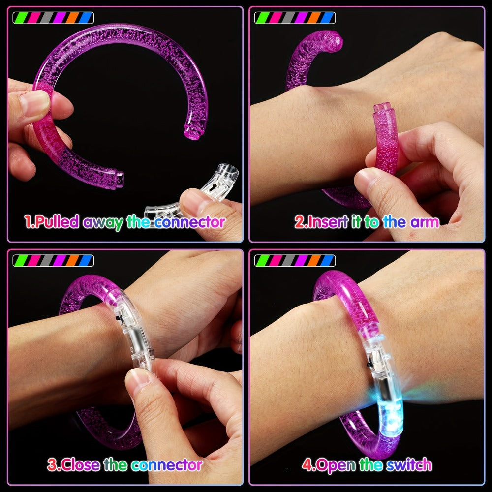 Glow Sticks Bracelets 100pcs 6 Colors LED Flashing Light Up Bracelet Set – Neon Party Supplies for Rave Concert Birthday Carnival Halloween Party Favors