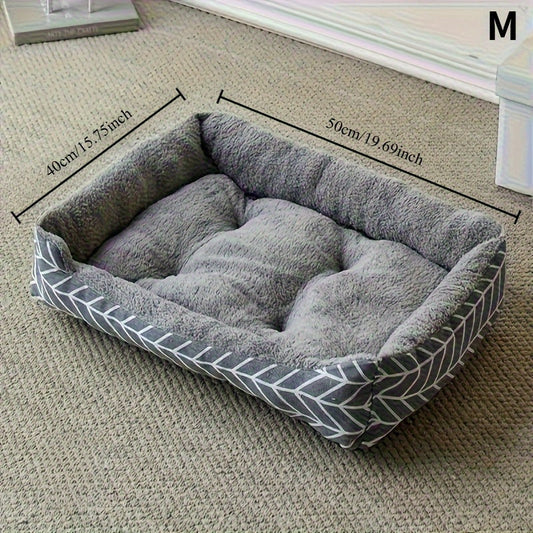 Pet Bed with Soft Breathable Fabric for Cats and Dogs, 4 Sizes and 2 Patterns