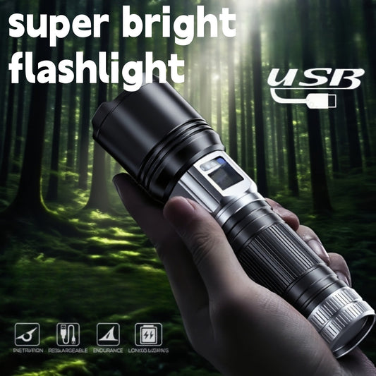 Survival Flashlight with Fire Starter, Fresnel Lens and 26650 Lithium Battery
