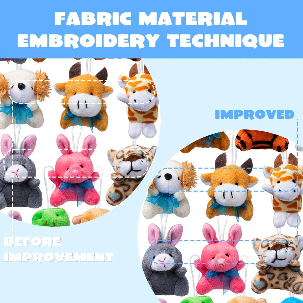 Mini Sea Animal Plush Keychains Bulk 24-Pack, Party Favor Toy Set