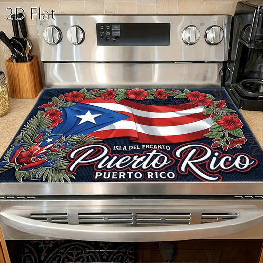 Stove Cover Mat, Puerto Rico Style, Reusable Decorative Kitchen Accessory