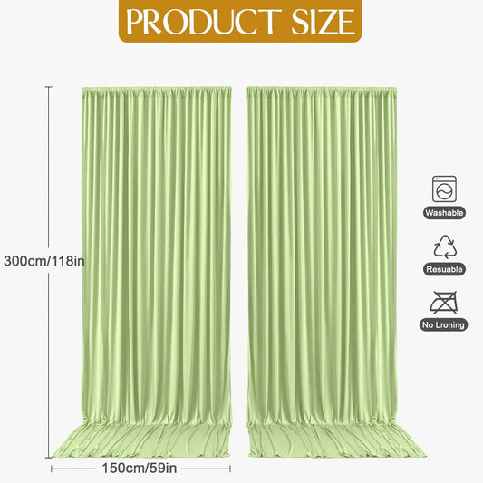 Draped Backdrop Curtains, 2 Panels, 59 x 118 Inches with Pole Pockets