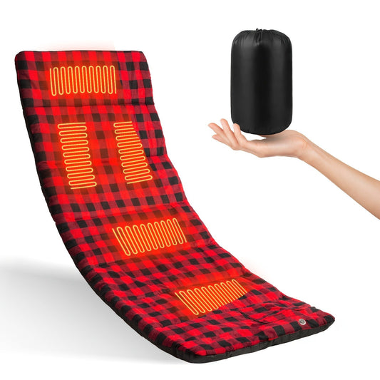 Heated Sleeping Bag Liner with 5 Heating Zones and 3 Heat Settings, Blue or Red
