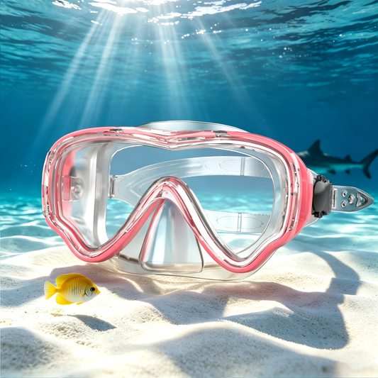 Diving Mask with Panoramic Tempered Glass, Anti-Fog Coating and Nose Cover