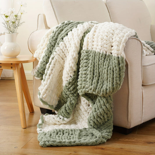 Chenille Cable Knit Throw Blanket, 50 x 60 Inches in 14 Colors