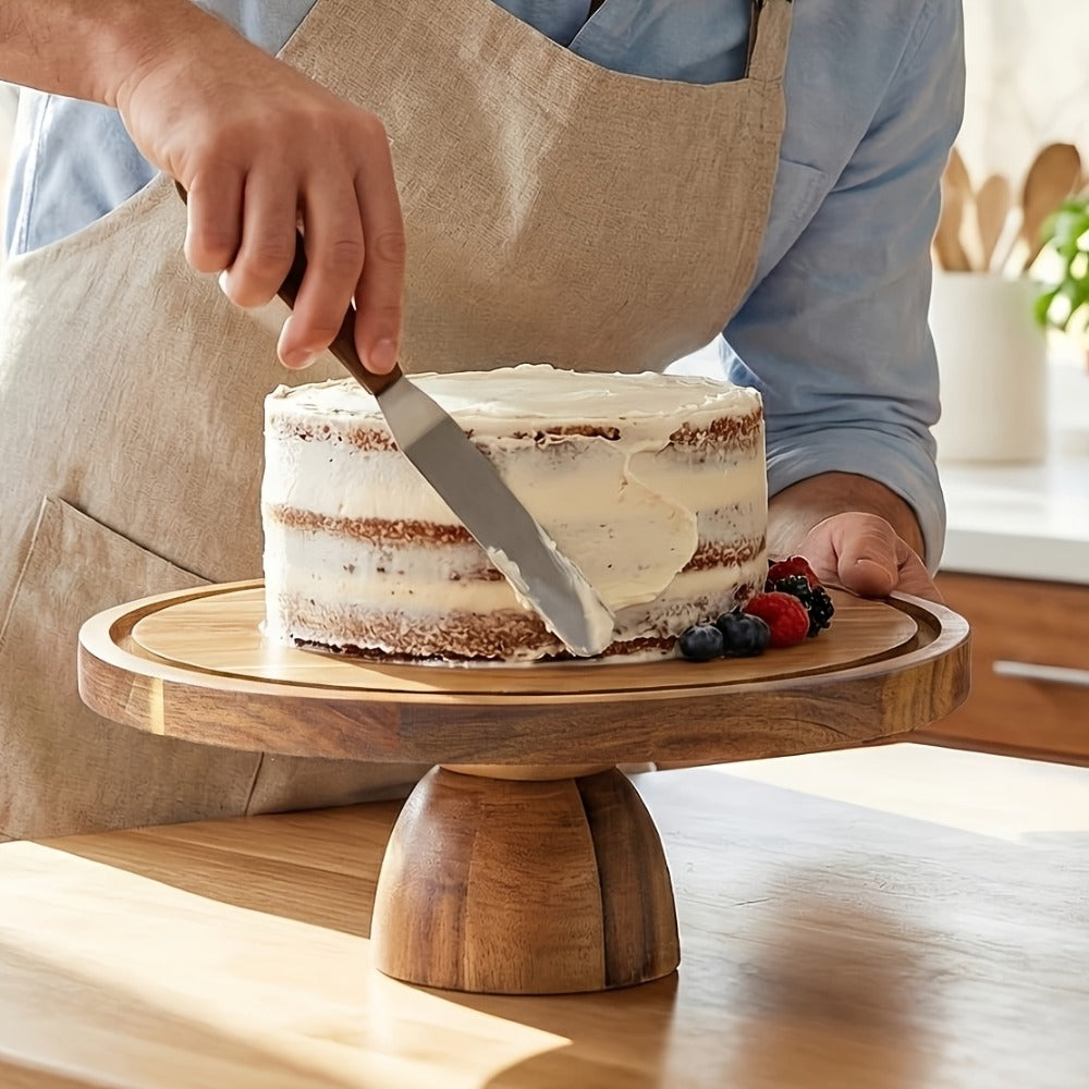 Cake Stand with Acrylic Dome Lid – Acacia Wood Serving Platter 2-in-1 Round Shatterproof Dessert Display Tray for Cheese Charcuterie Fruit Veggie Chips Party Table Centerpiece Holiday Gift